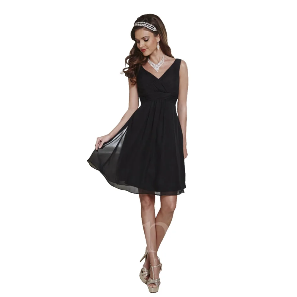 DaVinci Black Chiffon Vneck Homecoming Formal Pageant Dress Size 4